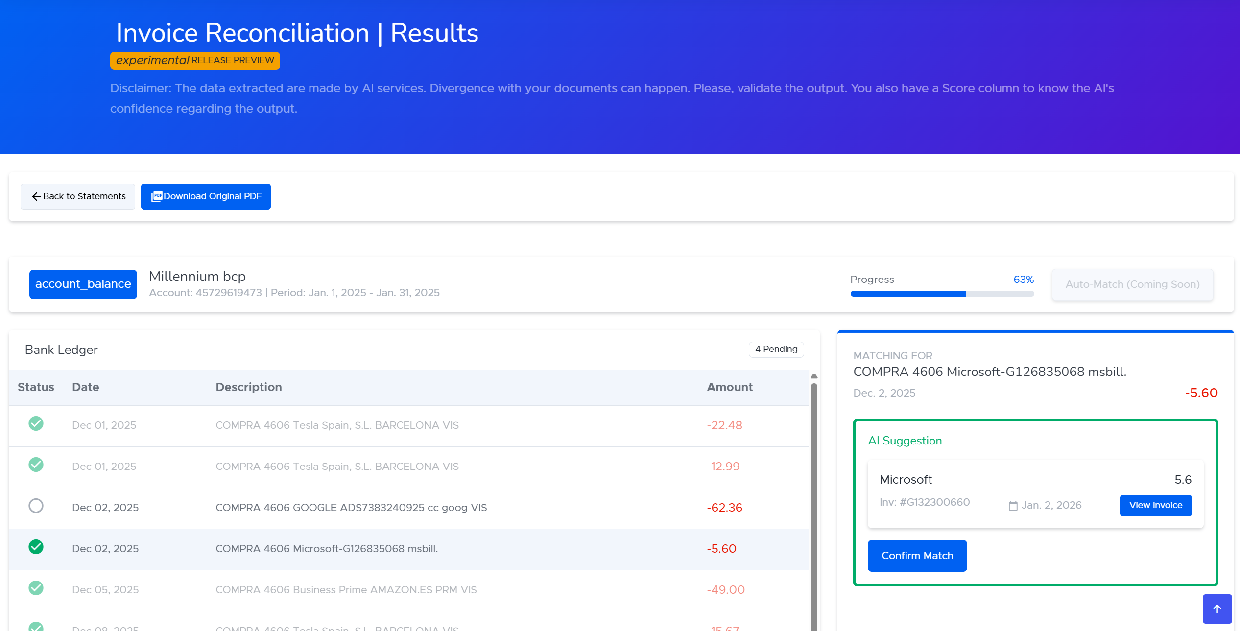 Smart Reconcile: Revolutionizing Bank Matching with AI